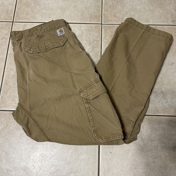 Carhartt Other - Carhartt Force Ripstop Cargo Mens 38x32 Carpenter Pants  Relaxed Fit Brown Tan